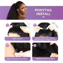 Kinky Curly Half Wig Human Hair 200 Density 3 In 1 Seamless Flip Over Half Wigs Human Hair Glueless Wear And Go Beginner Friendly Kinky Curly Wig Human Hair Drawstring Headband Wig For Women 20 Inch - Natural Black - 查看 7