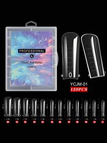 120片装假指甲尖头快速延长贴片，可重复使用，凝胶指甲模具带刻度，UV凝胶指甲油模具，雕塑全覆盖式按压式指甲，适用于女性和女孩的美甲用品工具 BL05，美甲用品，美甲工具，美甲艺术工具，返校季，指甲，按压式指甲工具