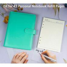 A5 PU Leather Binder Cover With Magnetic Buckle Closure, 6 Ring Personal Notebook For Organizing Planner Refill Pages, Photo Card Sleeves, Multi-Functional Card Collector-826103 - 綠色 - 查看 5