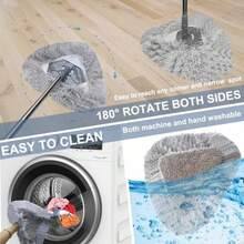 Upgraded Wall Cleaner Mop With 100 Inches Extension Pole Ploe 2in1 Ceiling Cleaning Tool Duster With 2 Replacement Microfiber Chenille Pads For Painted Walls Baseboard Window Floor Gray - Gray - View 5