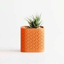 ORIZZONTE Vaso Decorativo con Motivo Geometrico – Disponibile in Due Misure – Ideale per Arredo Casa, Centrotavola o Porta Fiori, 100% Made in Italy, Spedizione dall'Italia - Arancione - Visualizzare 5