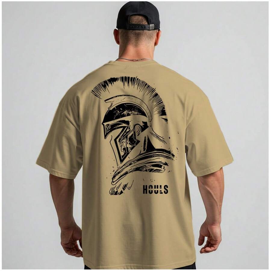 Spartan Oversized T-Shirt For Bodybuilder Gym Workout - Beige - View 1