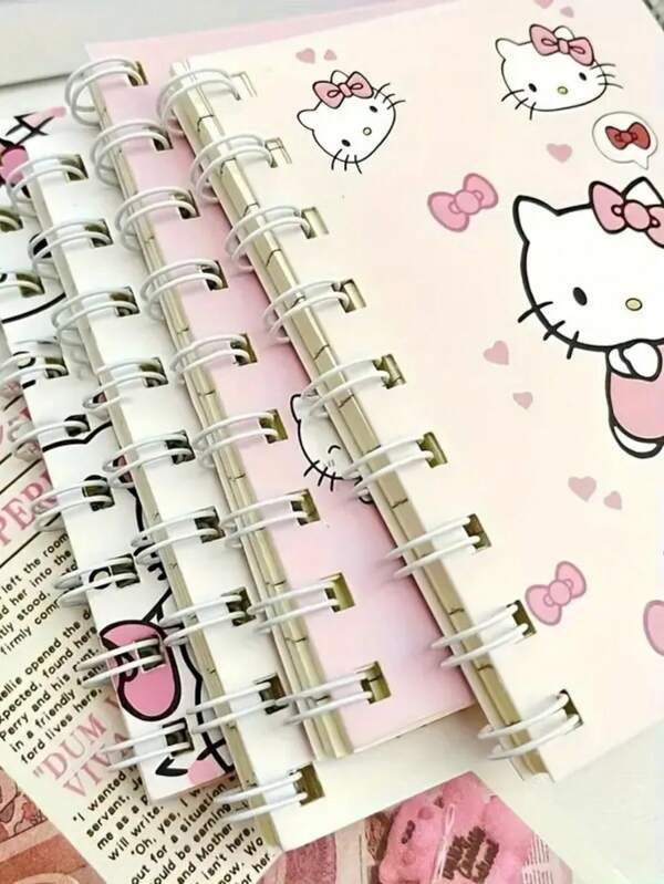 Sanrio 4 Stücke Sanrio Hello Kitty Spiralhefte - Dicke & süße Cartoon-Themen Notizblöcke, Schule/Büro, Sanrio Schreibwaren