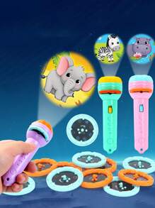 Juguete de proyección de 24 patrones de dibujos animados | Proyector LED portátil para cuentos de la hora de dormir de los niños, regalos de cumpleaños para niños y niñas (color aleatorio)