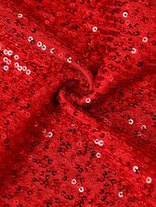 ChicMe 女式闪亮亮片前开襟西装外套，带垫肩，泡泡袖，长袖，纯色，时尚别致，适合派对鸡尾酒会 - 紅色 - 查看 7