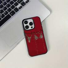 1 pieza Funda de teléfono con estampado de leopardo negro y rojo de material TPU compatible con iPhone/compatible con smartphones Redmi, versión internacional, no la versión nacional - Negro - Ver 2