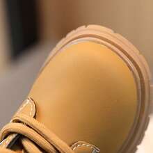 1 Par De Botines De Media Bota Para Niños, Diseño Ergonómico Con Cremallera Y Cordones, Suela Blanda Que Acompaña El Pie, Antideslizante, Perfectos Para Cole, Paseos Y Actividades De Otoño E Invierno - Amarillo - Ver 4