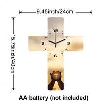 2D Flat, 1pc Pray For Faith Decorative Wall Clock, Super Silent Quartz Movement, No Ticking Sound, Decorative Clock For Living Room, Bedroom, Office, Kitchen And Cafe, Perfect For Christmas, New Year, Valentine's Day Gifts - Multicolor - View 12