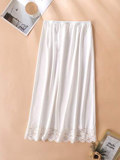 تنورة بطانة ملفوفة على الورك، تنورة قاعدية، تنورة مضادة للتعرض، لون أحادي، أنماط الربيع والصيف، مضادة للشفافية والضوء، تنورة متوسطة الطول، تنورة بطانة داخلية، تنورة بحاشية دانتيل، تنورة مضادة للكهرباء الساكنة، خصر مطاطي مناسب للفتيات البدينات قليلاً، مناسب للارتداء اليومي