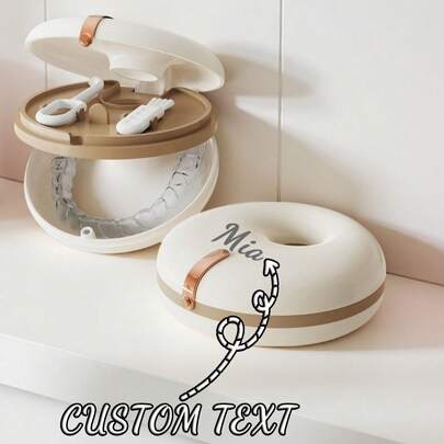 Hộp đựng dụng cụ chỉnh nha di động có tên riêng, hộp đựng răng giả và dụng cụ chỉnh nha cho trẻ em.