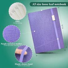 A5 Binder Refillable Notebook - Elegant Hardcover, 160 Pages Of 100G Thick Paper, 6-Ring Design With Pen Loop And Pockets - Ideal For Writing, Travel, Work, And School (Pink)-209586 - Màu tím - Xem 3