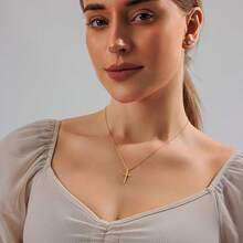 Cross Necklace For Women, Dainty 18K Gold Plated/Sterling Silver Small Cross Pendant Necklace Simple Gold Cross Necklaces For Women  Faith Jewelry Gift2025 - 十字金 - 查看 4