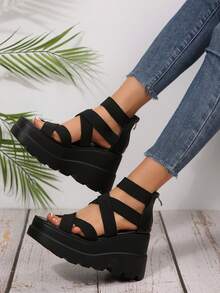 Summer 2025 New Women's Black Strap Sandals - Versatile, Comfortable - màu đen - Xem 1