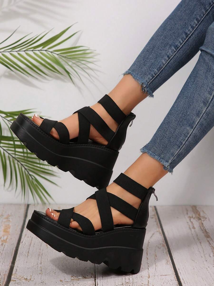 Summer 2025 New Women's Black Strap Sandals - Versatile, Comfortable - màu đen - Xem 1