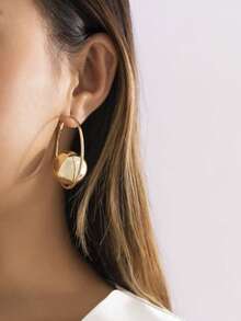 1 Pair Minimalist Geometric Round Stud Earrings, Fashionable & Elegant Earrings For Women