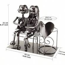 "Lovers On The Shore" Bottle Holder - Silver Bottle Holder - Metal Bottle Rack - Love Figure - Metal Sculpture - Wedding Gift With Gift Card