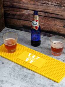 1pc Customized Bar Table Runner, Personalized Bar Mat, Coffee & Cocktail Mat, Home Bar Accessories, Artistic Rubber Coaster, Gift For Father, Boyfriend, Customized Coaster - Yellow - View 7