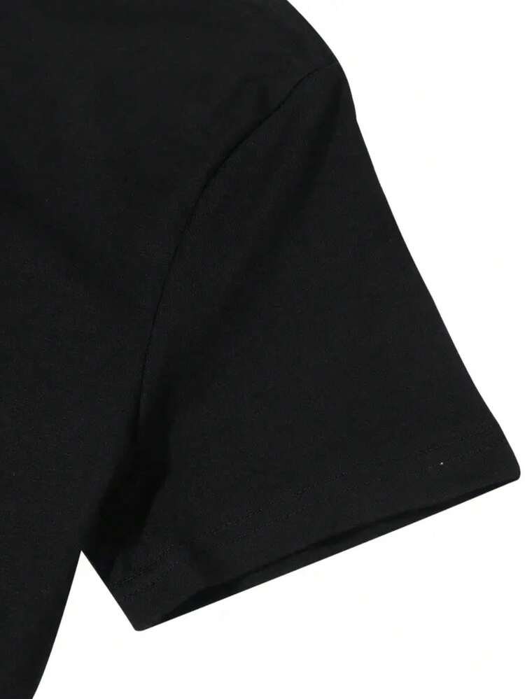 1 Camiseta Gráfica '' Para  - Manga Corta, Cuello Redondo Casual, Ropa Para Todas Las Estaciones, Regalo Perfecto Para Vacaciones O Cumpleaños, Mezcla De Poliéster, Diseño Con Letras Osadas, Ropa Versátil | Diseño Juguetón | Tela Brillante, Camisetas Para Damas - oscuro - Añade 3