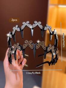 2pcs Silver-White Butterfly Headbands, Sweet Style Hair Accessories Headpiece Hair Clips, Suitable For Daily Use - Multicolor - View 2