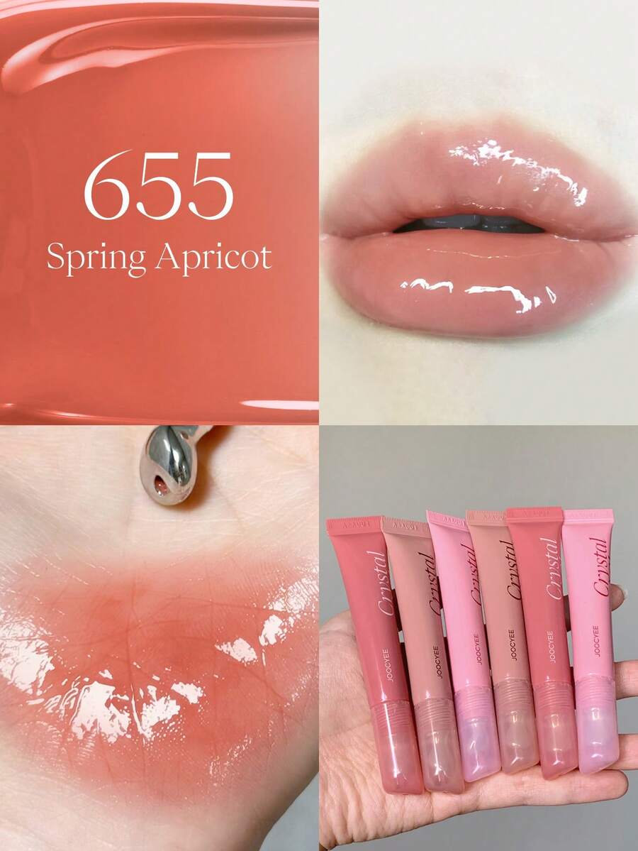 JOOCYEE CRYSTAL GLOSS Lip Gloss, Moisturizing, Easy To Apply, Suitable For Beginners - 655 SPRING APRICOT - View 1