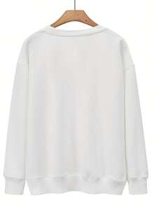 Women's Italian Grandma Nonna Letter And Family Quotation Sweater-Flesh Color Casual Round Neck Winter Pullover, Machine Washable, Comfortable Gift For Christmas, Birthday And Traditional Home Wear Fashionable Women's Clothing - trắng - Xem 2