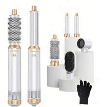 UKLISS 5-In-1 Multi-Function Auto Induction Hot Air Brush, Multi-Function Hair Dryer, Curling Iron, Straightener (Blue Gold/Black Gold/White Gold)