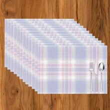 1 pieza/4 piezas/6 piezas Manteles individuales de lino con estampado de cuadros, adecuados para la mesa de comedor, decoración para todas las estaciones, manteles de mesa modernos y lavables, decoración de habitaciones, posavasos, manteles de cocina y comedor, decoración de fiestas interiores y exteriores, decoración del hogar, regalo ideal