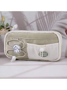 1 件可爱牛津布铅笔盒，多功能大容量，弹性可调，可存放笔、尺子，适合男孩和女孩，美观的学生文具盒，送给朋友的完美礼物，文具收纳盒