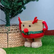 1pc Christmas Desktop Storage Small Monster, Cartoon Cotton Rope Storage Basket, Snacks Toys Organizer Basket, Decorative Ornament