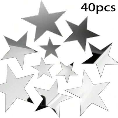 20/40 Star Mirror Wall Decals 3D Acrylic Removable Star Stickers For DIY Home Living Room Bedroom Wall Decoration Room Decor Home Decor Bathroom Decor Bedroom Decor Room Decoration Stuff Living Room Decor House Decor Home Decor Living Room Wall Art Wall Paper Personalised Stickers