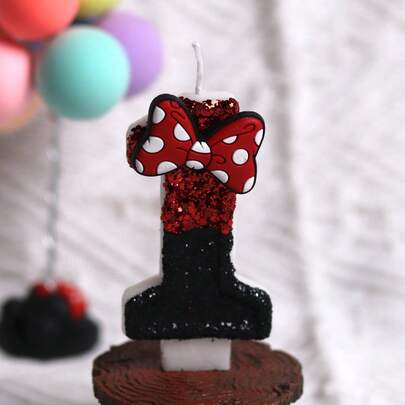 1pc Black And Red Bowknot Birthday Number Candle For Birthday Cake, Party And Cake Decorations, Room Decor, Gifts, Birthday Candles, Birthday Decorations, Happy Birthday, Cake Candles, Room Decor Graduation