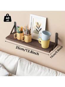 Estantes flotantes de pared, estantes de pared, adecuados para la sala de estar, el baño, el dormitorio, la cocina, la decoración del hogar, los estantes de pared del dormitorio, los estantes montados en la pared, para el almacenamiento de pared, exhibición de estantes de madera de estilo rústico adecuados para libros, plantas, baño, cocina, estantes de esquina de la sala de estar, estantes flotantes, estantes de madera rústica, estantes montados en la pared, adecuados para la decoración del baño, el dormitorio, la sala de estar y las plantas - Multicolor - Ver 14