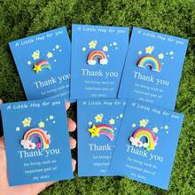 12pcs Whimsical Resin Rainbow Statue Figurines With Thank You Cards - Fantasy Theme Cute, Starfish & Cloud Charms, Pastel Colors, Invitation Pocket For Birthday, Mother's Day, Thanksgiving Gifts For Family & Friends, Gratitude Gifts | Playful Gift Item | Colorful Charms - Multicolor - View 5