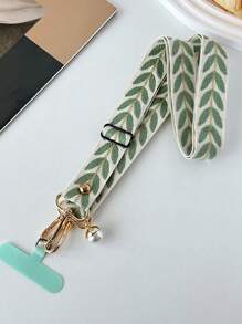 1 قطعة سلسلة كتف طويلة مزينة بالأوراق والخرز كقلادة لهاتف محمول