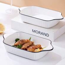 Design - Small Ceramic Baking Dish, Rectangular Bakeware With Handles, Oven Safe & Microwave Safe