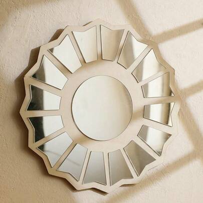 1 Stück Boho-Stil Holz-Acryl Schminkspiegel, einfache Heimdekoration für Wohnzimmer, Eingangsbereich, Wandhängend