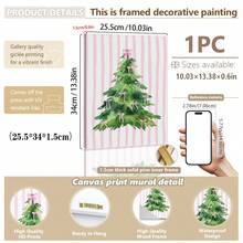 1 buc. Artă de perete de Crăciun, Brad de Crăciun verde vintage cu fundal roz, Decorațiuni de Crăciun roz distractive, Artă festivă, Descărcați acum Potrivit pentru camere de copii, creșe, dormitoare de petrecere pentru băieți și fete, decorațiuni pentru sălile de clasă de grădiniță, Impermeabil. Tapet decorativ pentru tăblia de pat, Decorațiuni de petrecere, Cadouri