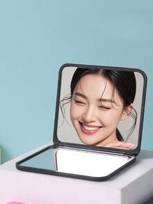 1pc Solid Color Double-Sided Folding Compact Makeup Mirror, Small Square Portable Pocket Mirror, Foldable Compact Mini Makeup Mirror, Portable Double-Sided Square Pocket Mirror, Suitable For Students, Girls, Ladies, Travel Gifts, For Cosmetics, Suitable For Travel, Bedroom, Home Use, Mirror,Makeup,Cheap,Room Decor,Vanity,Travel,Bedroom,Makeup Accessories,Mirror,Vanity Mirror,Mini Mirror,Compact Mirror,Mirror Small,Hand Mirror