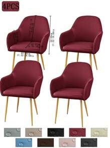 1件/2件/4件/6件装纯色牛奶丝新款弧形薄款座椅套，经典简约设计，防水（非100%防水），防尘，适用于客厅、餐厅、书房等场所，100%涤纶薄款弧形椅套，房间装饰 - 彩色 - 查看 26