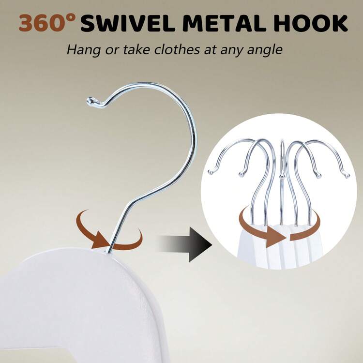 White Solid Wood Non-Slip Coat Hangers, High Quality Solid Wood Coat Rack, Thickened And Load-Bearing Without Deformation Non-Slip Groove Design, Collar Protection, Coat, Suit, Shirt, Light Luxury Wardrobe Storage Device - Multicolor - View 8