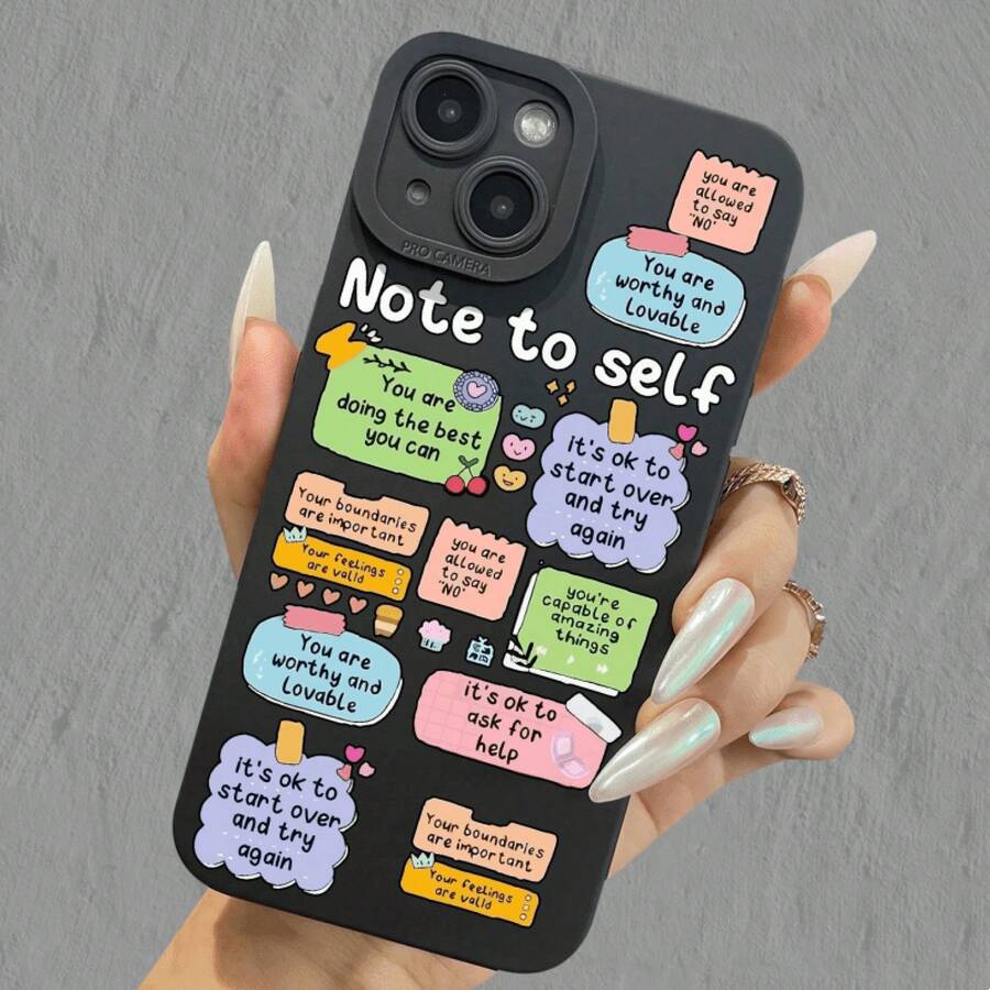 Funda para teléfono móvil con diseño de ángel de la guarda con palabras de aliento, compatible con iPhone 17/16 Pro Max, 15, 14, 13, 12, 11, Xs, Xr y Xsmax. Protección completa contra golpes, funda negra suave - Regalo de cumpleaños para novio y novia, palabras de aliento. - Negro - Ver 1