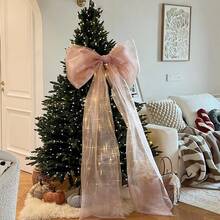 1*1,6M Weihnachtsbaum Schleifen Dekoration Organza Schleife Hängende Dekoration DIY Weihnachts Atmosphäre Dekoration Rosa Schleife Dekorierter Weihnachtsbaum Dekoration Rosa Set Hängend, Weihnachts Ritual Gefühl, Rosa Traumhafter Weihnachtsbaum - Verschiedenfarbig - Übersicht 6