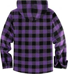 Mens Flannel Hooded Jacket Sherpa Lined Zip Up Hoodies For Men Plaid Shirt Jackets Warm Thick Fleece Coat With Pocket