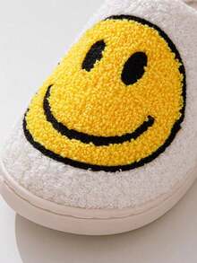 笑脸毛绒拖鞋，舒适室内厚实保暖小丑拖鞋，女士，秋冬 - 黃色 - 查看 2