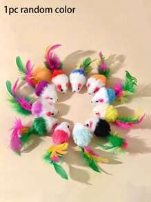 1件随机颜色猫逗棒互动玩具仿真老鼠猫玩具带弹簧弹簧老鼠带圆形底座互动猫玩具小猫抓板猫爬架室内用猫玩具捉老鼠