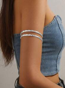 1 قطعة أسورة ذراع ذات تصميم بسيط وأملس متقاطع، قابلة للتعديل، إكسسوار متعدد الاستخدامات لطراز الهيب هوب