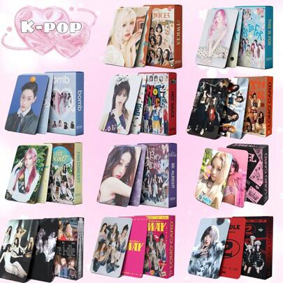 55张Kpop/Baby-Monster/Aespa/Twice/Idle偶像小卡，包含雨琦、小娟、舒华、美延等，高品质Kpop偶像小卡，涵盖《Dirty Work》、《Bomb》、《Idle》、《We Are》、《2ND》、《I Feel》、《I Sway》等歌曲，可收纳于卡包、钱包、背包等，亦可作为装饰品或礼物送给朋友。