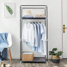 SONGMICS Guardaroba in TNT, Armadio con Copertura e Barra Appendiabiti, Organizzatore per Borse Giocattoli Scarpe, in Camera da Letto e Soggiorno, 75 x 45 x 160 cm, grigio - Grigio - Visualizzare 3