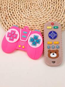 2pcs Silicone Teethers - Remote Control & Game Controller Teething Toys, Educational & Fun Sensory Chew Toys For 6-12 Months Babies