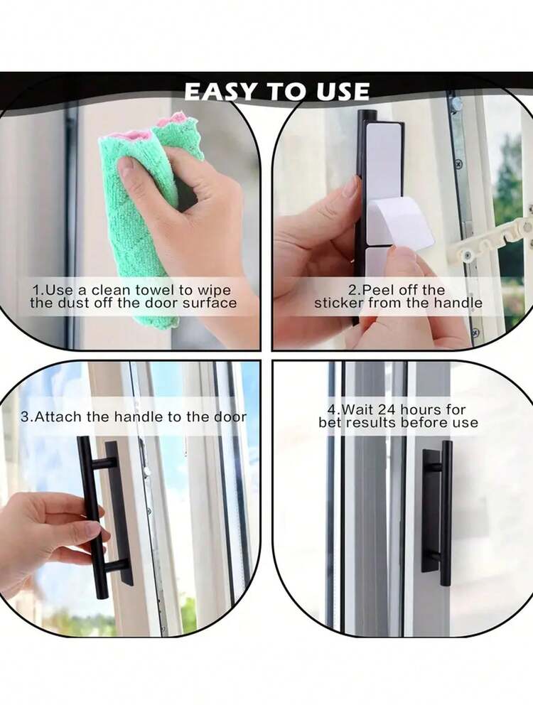 4pcs Stainless Steel Self-Adhesive Cabinet Handles, No Drilling Required Drawer Pulls, Push-Pull Door Handles, Easy To Install And Remove, Suitable For Bedroom Cabinets, Wardrobes, Bathrooms, Door Locks, Door Knobs, Kitchen, Bathroom - Multicolor - View 9